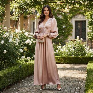Blush champagne silky formal dress - Elegant and luxury maxi dress